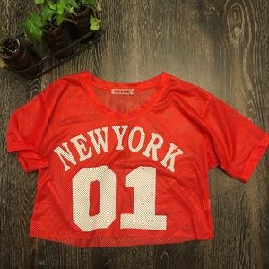 NEW YORK JERSEY CROP TOP
